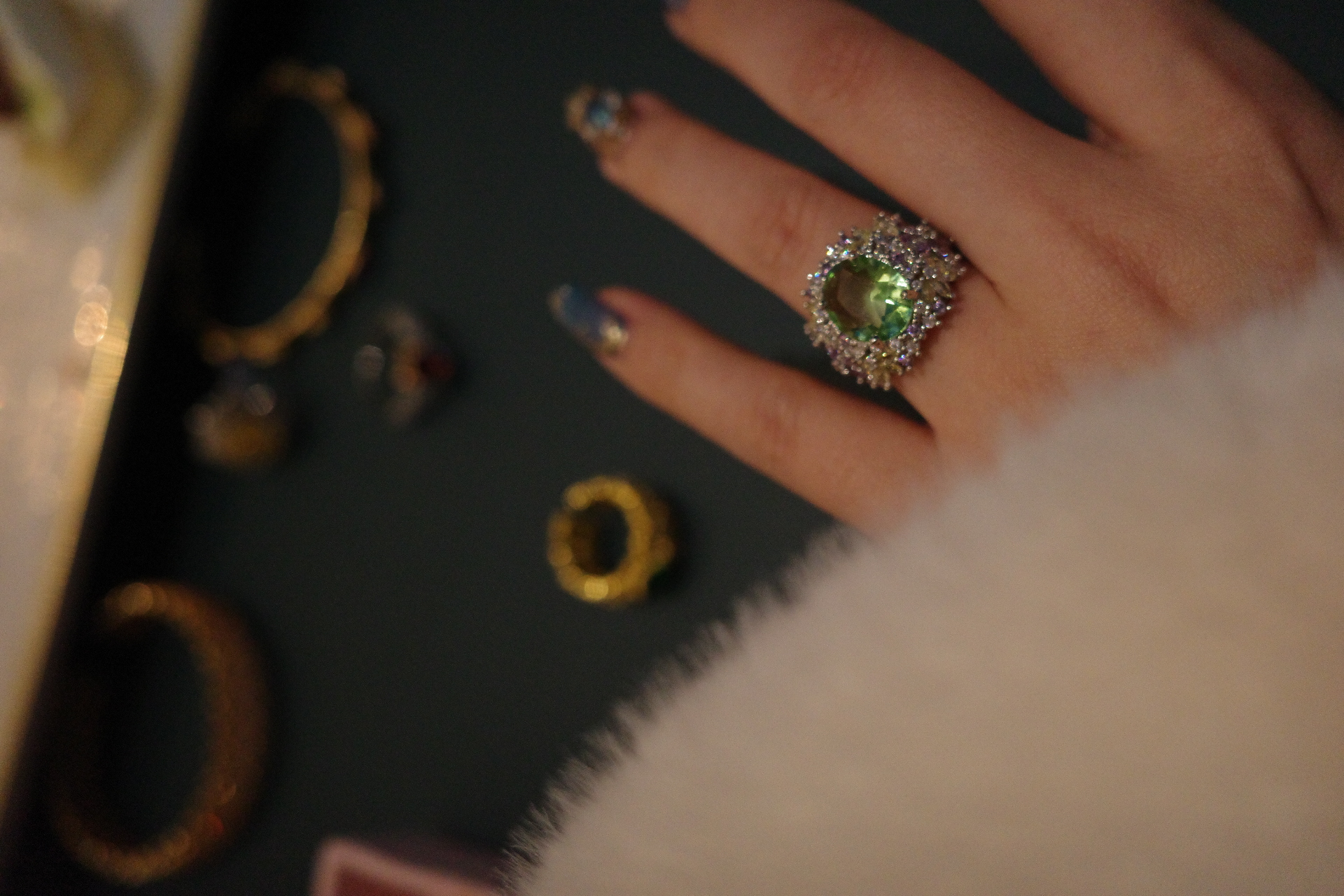 The Jupiter Verve Ring – Mint-Green Zirconia & Full-Pavé Halo Lattice