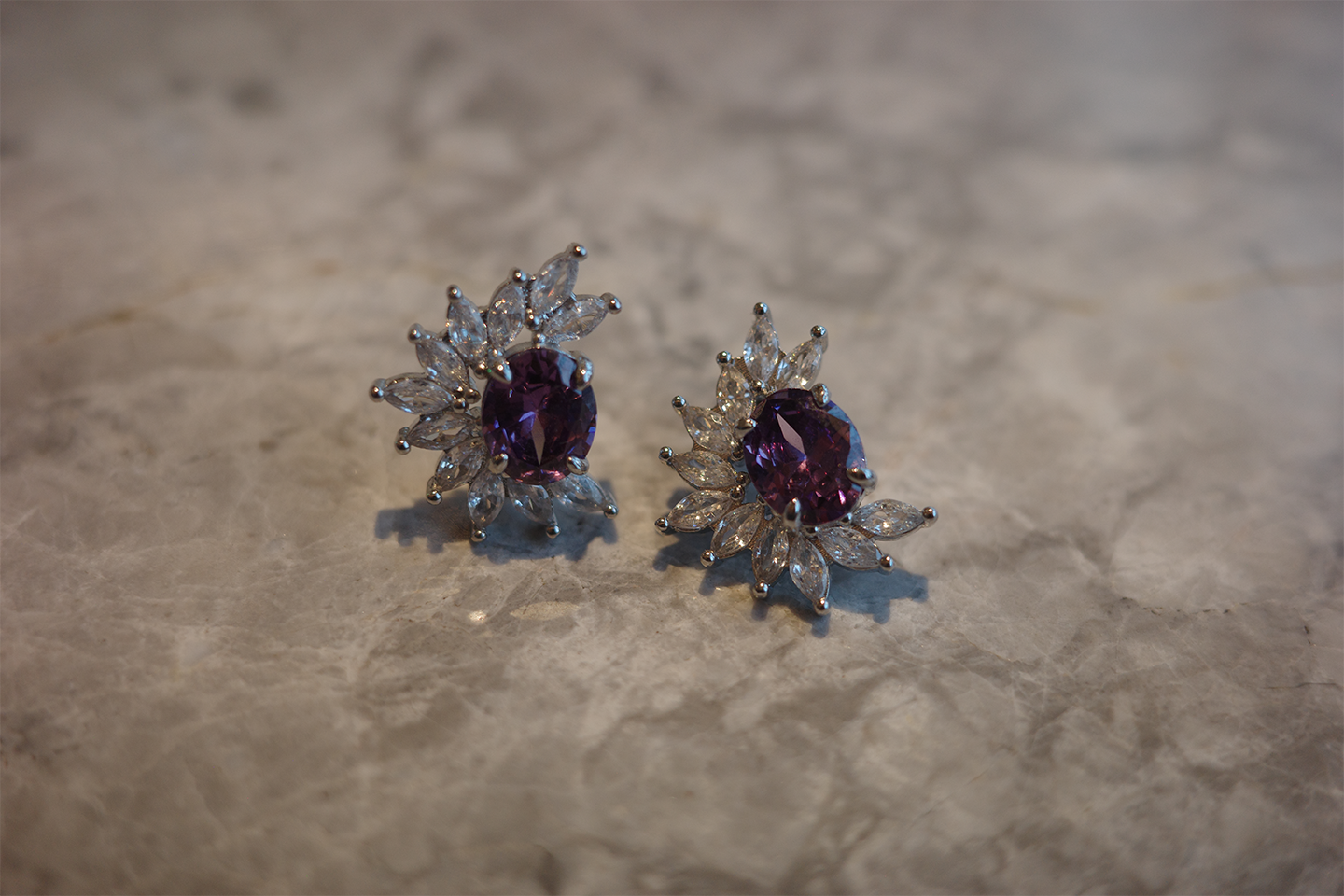 The Moon Indigofera Earring – Celestial Star-Dust & Weeping Silver Vine