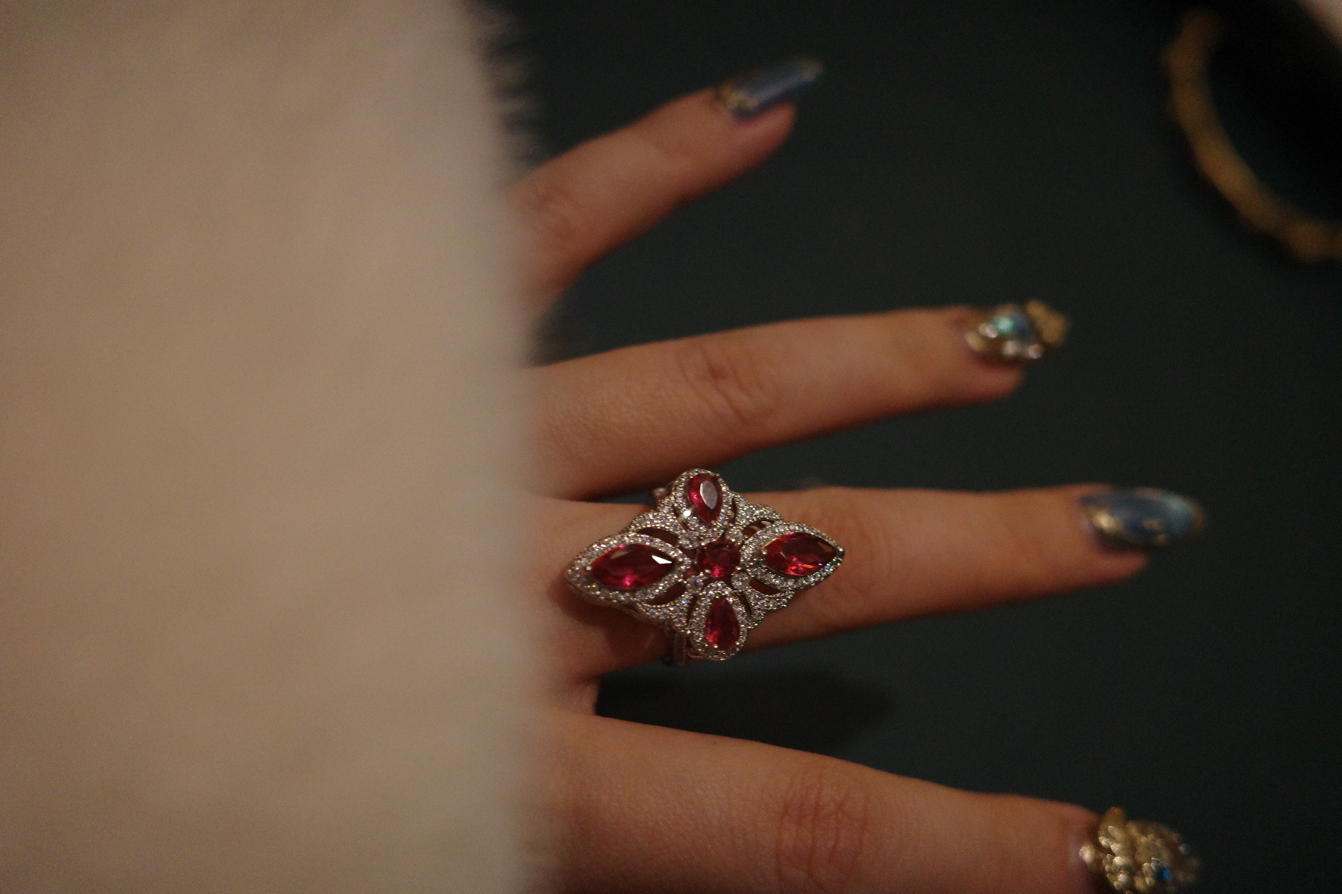OR-YÉNA | The Mars Valour Ring – Pigeon Blood Lozenge Ruby & Gilded Neo-Gothic Band