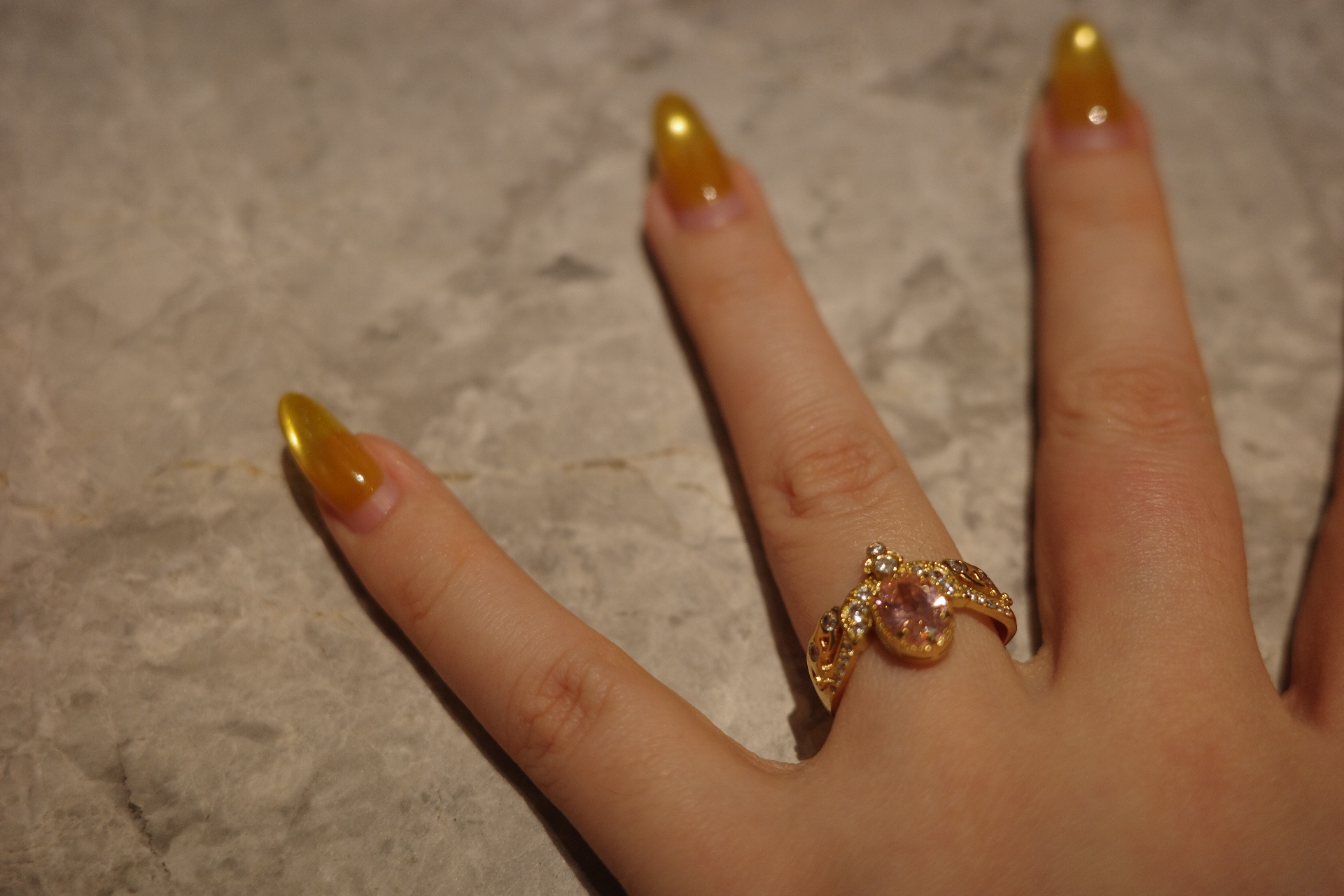OR-YÉNA | The Mars Pioneer Ring – Crimson Pink Zircon & Antique Gilded Palace Filigree