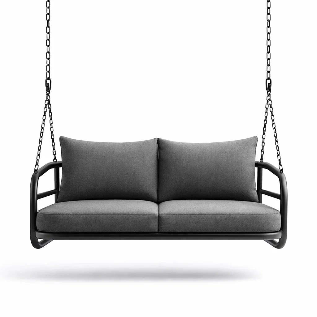 Schaukelbank Stahlrahmen Polyestergewebe Grau