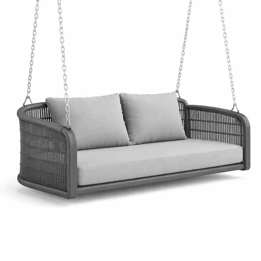 Schaukelbank Polyethylen Rattan Grau 200 x 85 x 65 cm