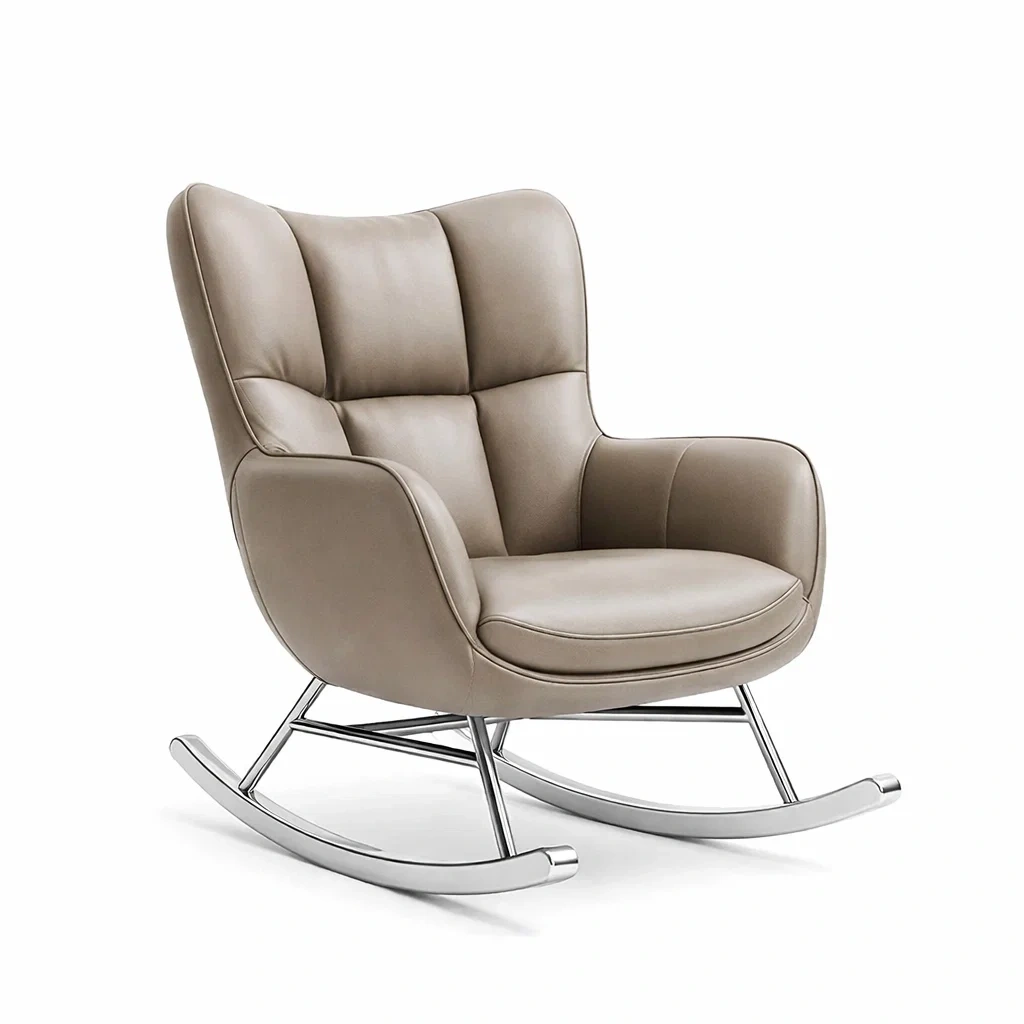 Schaukelstuhl Metall Kunstleder Beige