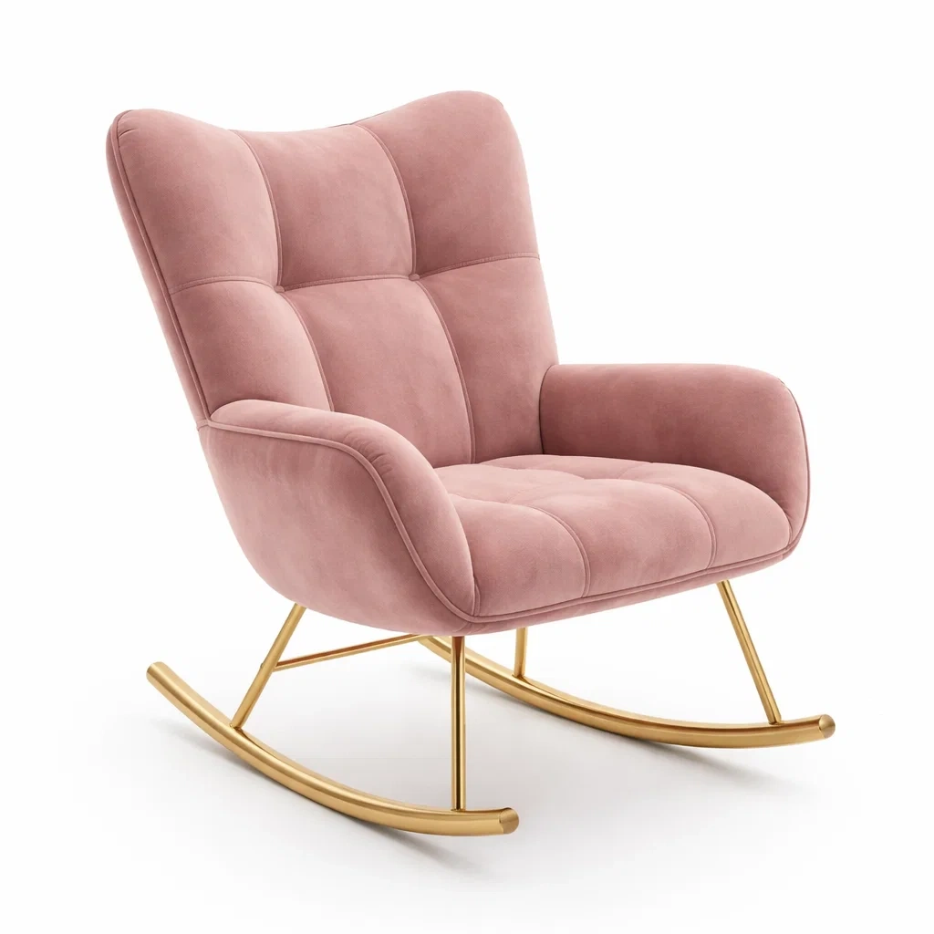 Schaukelstuhl Samt mit Metallrahmen