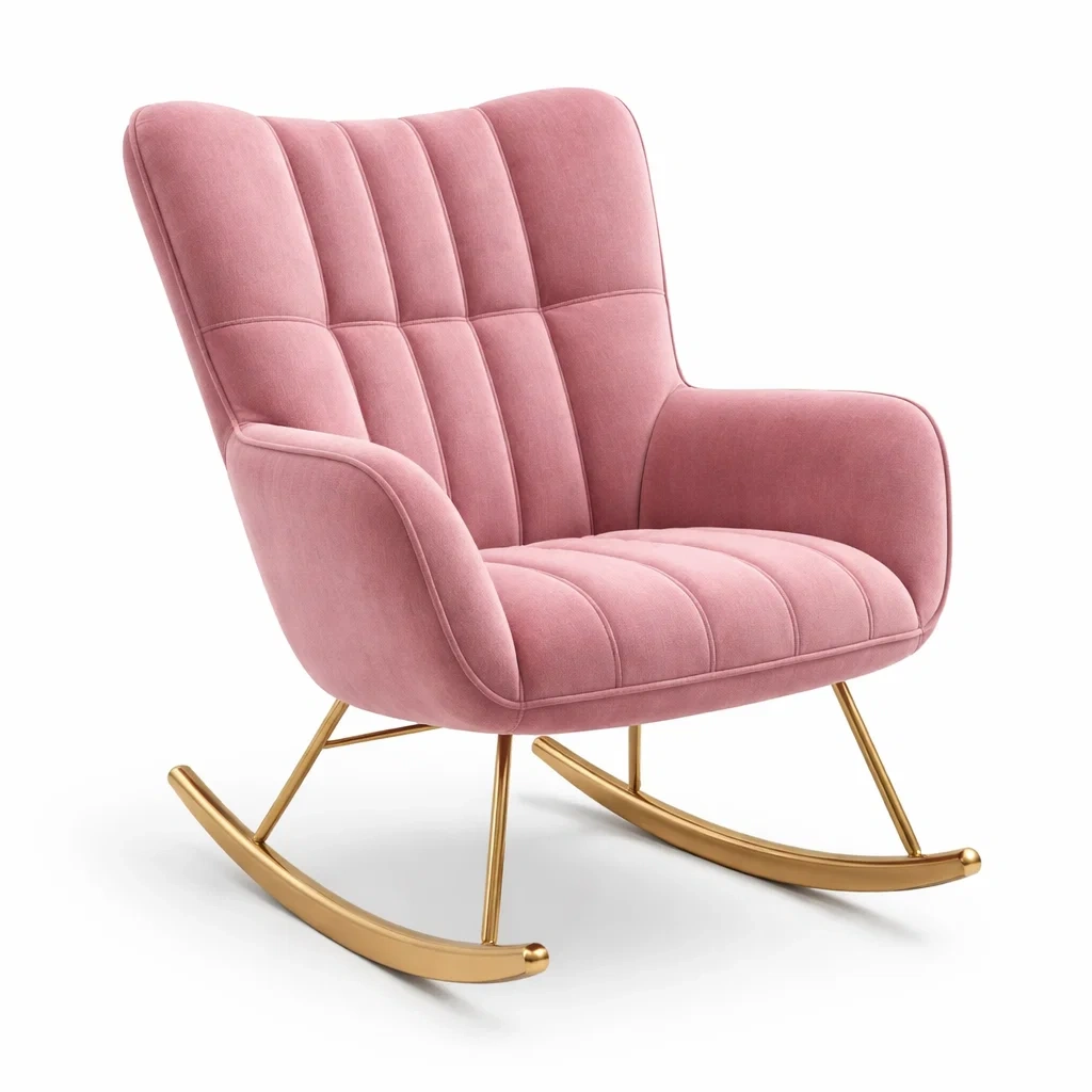 Schaukelstuhl Samt Metallrahmen Rosa 80 x 70 x 90 cm