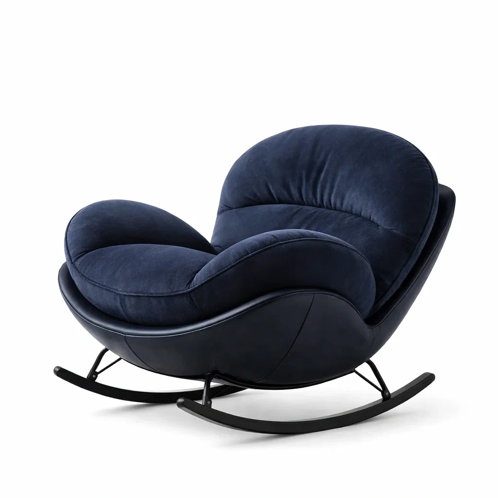 Schaukelstuhl Samt Dunkelblau
