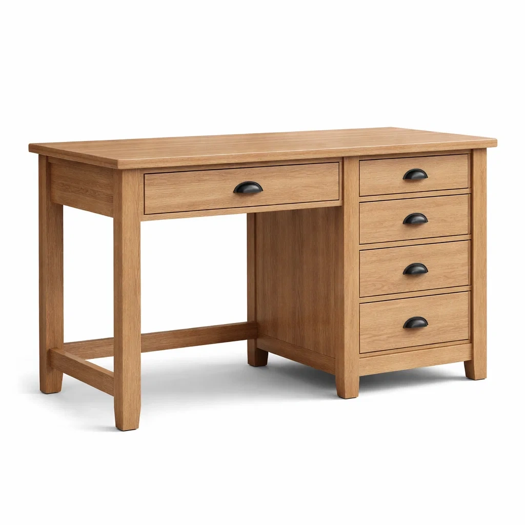 Schreibtisch Eichenholz mit fünf Schubladen