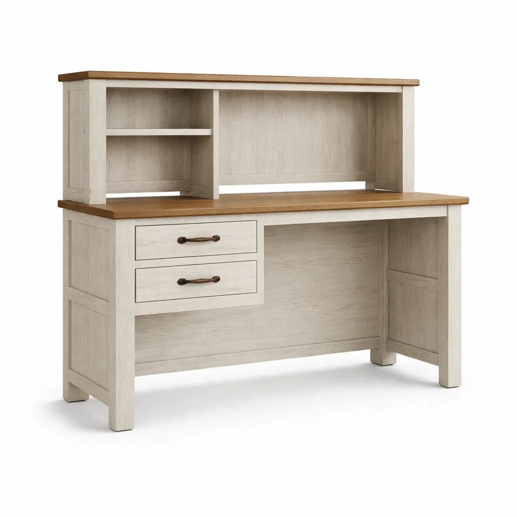 Schreibtisch MDF mit Eichenfurnier Weiß Braun