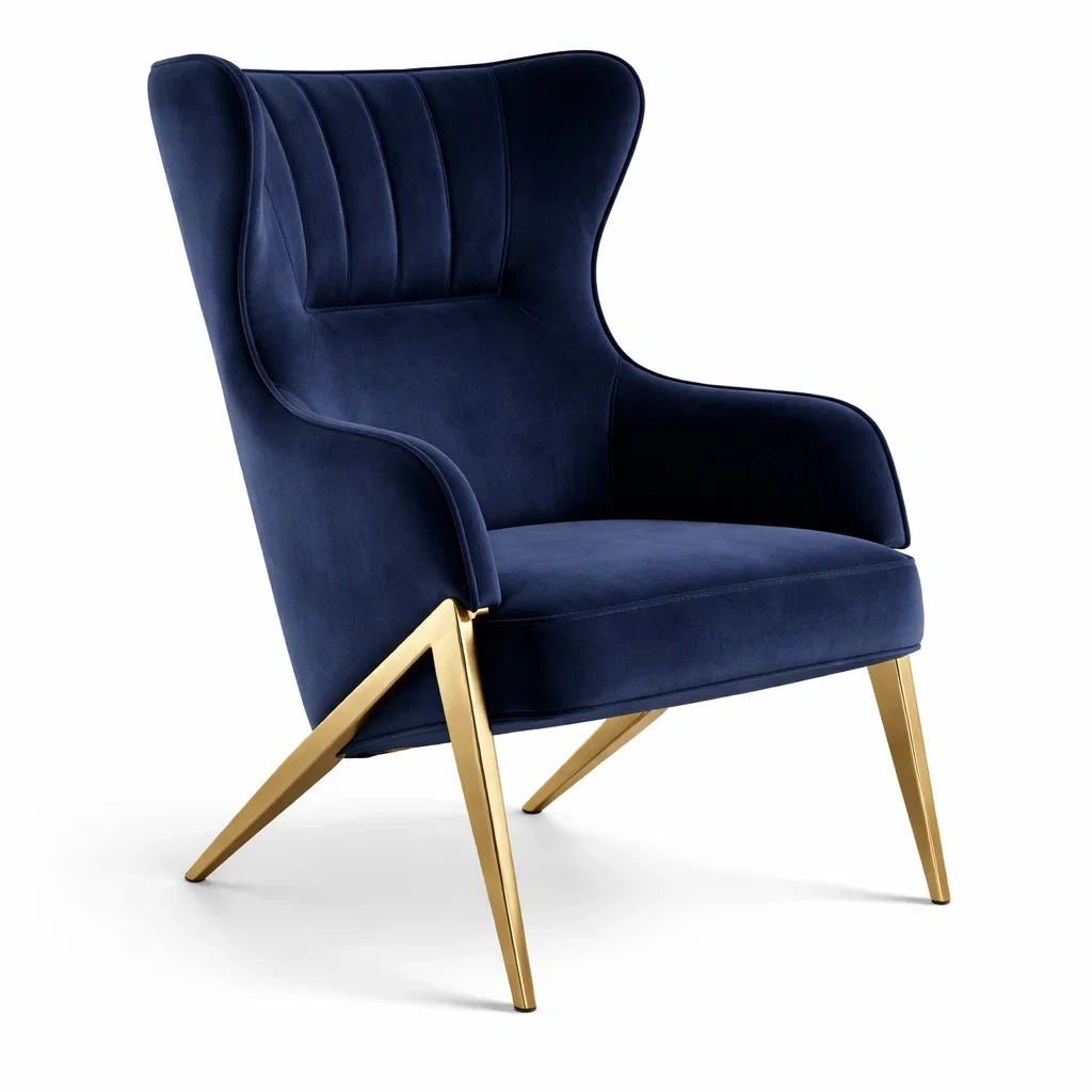 Sessel Samt Blau Edelstahl 75 x 85 x 95 cm