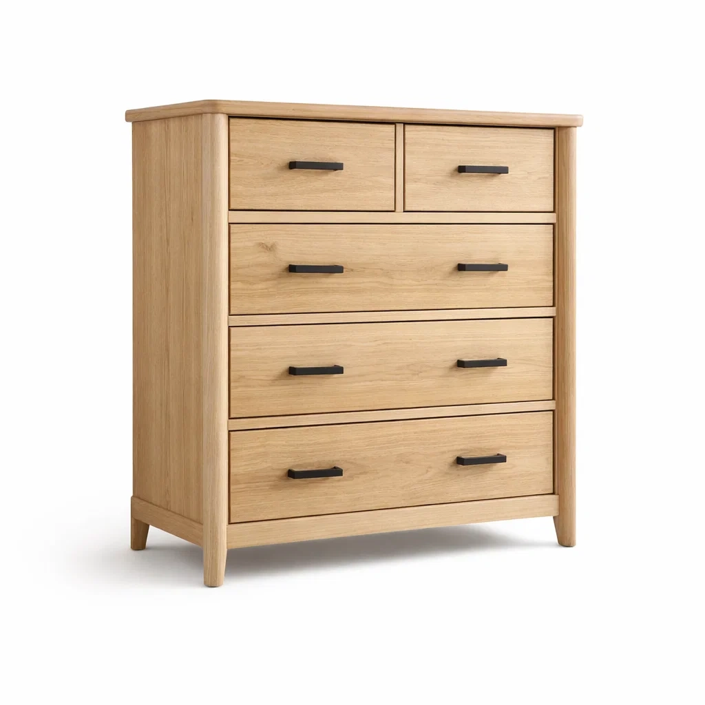 Kommode Eiche mit 5 Schubladen 90 x 40 x 105 cm