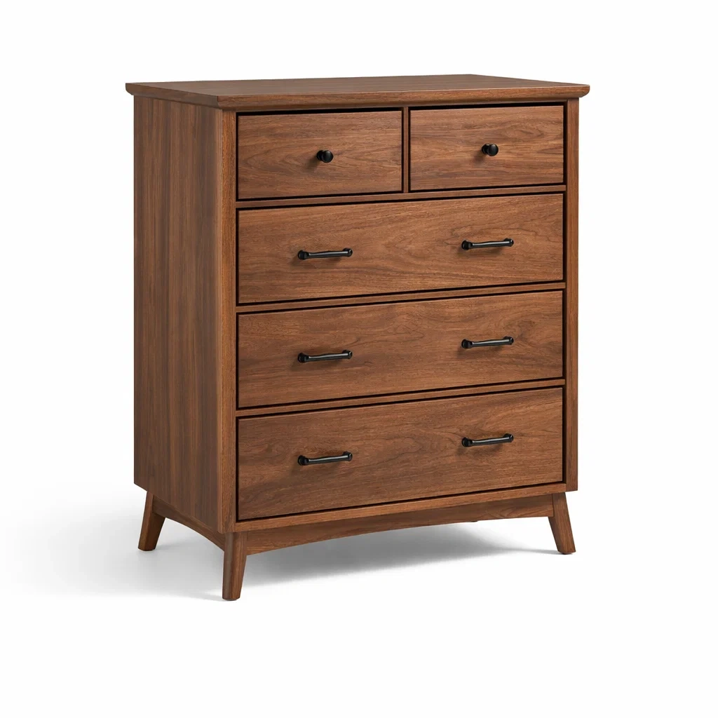 Kommode Holz Walnuss mit 5 Schubladen