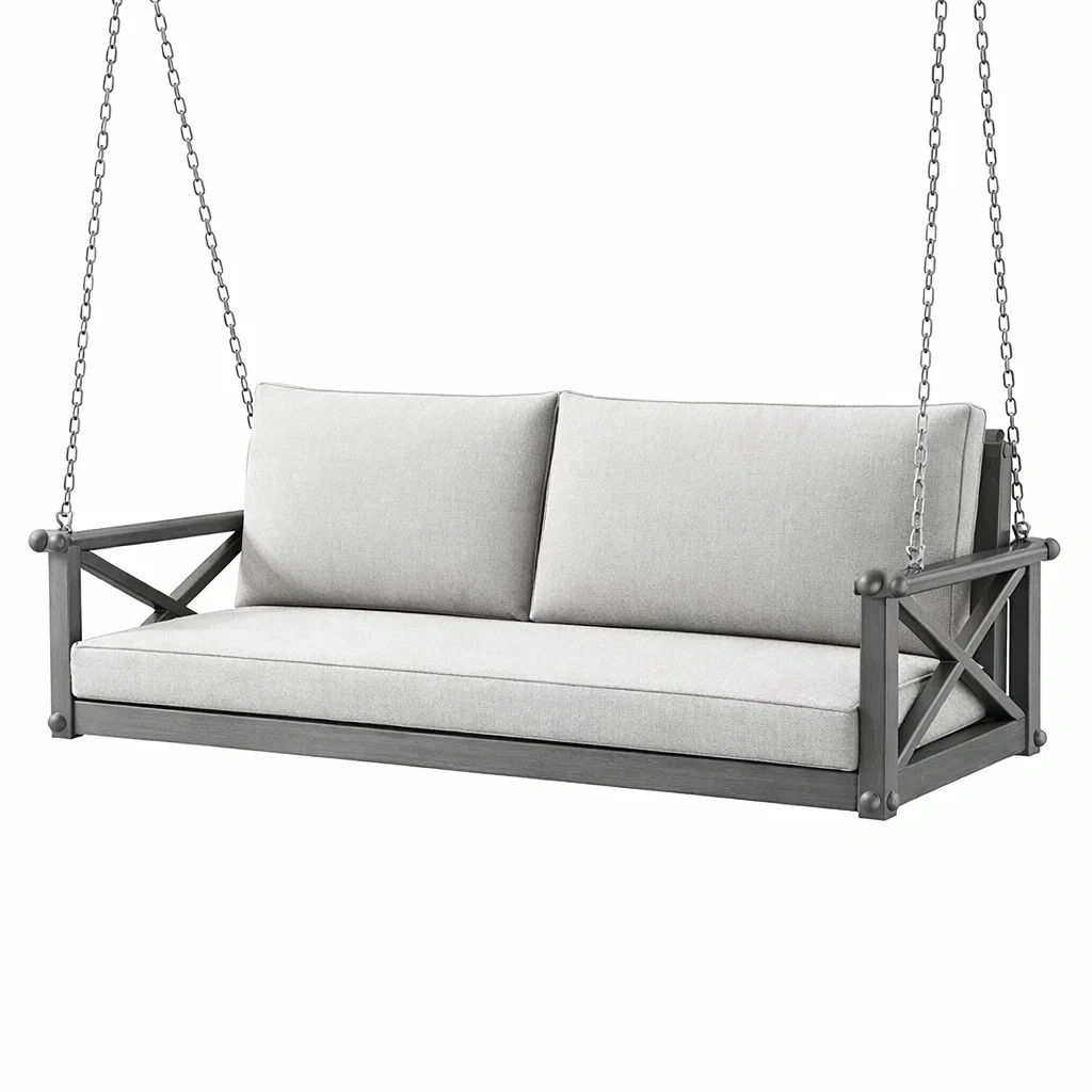 Schaukelbank Holz Grau 180 x 75 x 60 cm