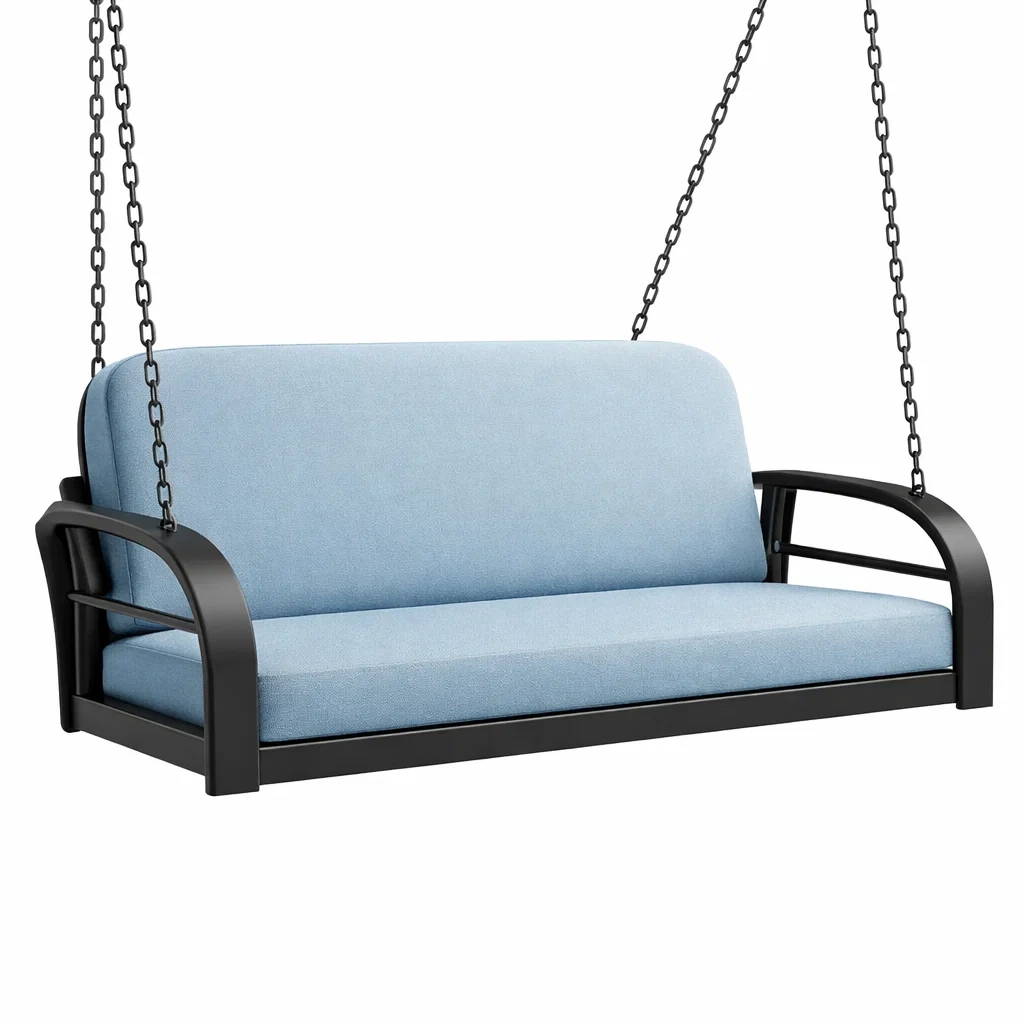 Schaukelbank Metallrahmen mit Stoffbezug Blau