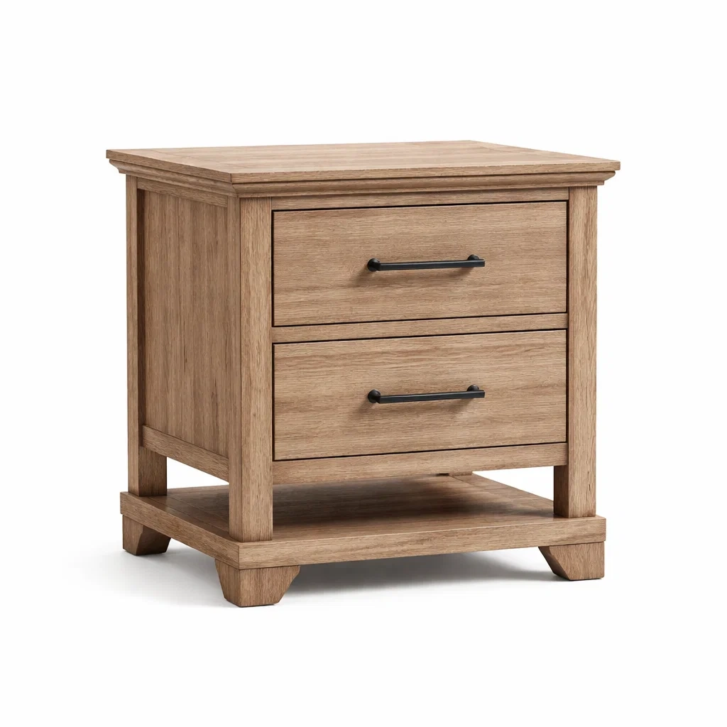 Nachttisch Holz Beige mit 2 Schubladen 48 x 40 x 60 cm