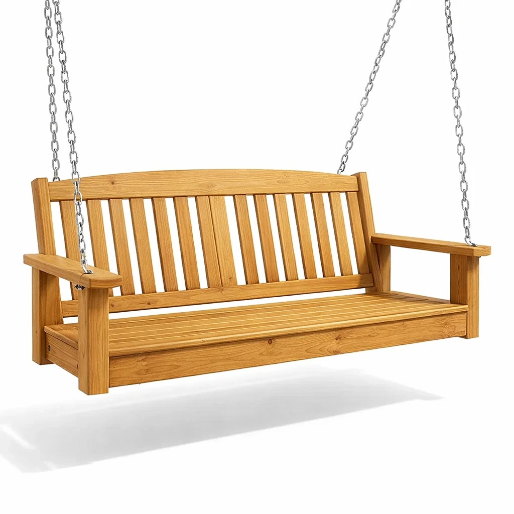 Schaukelbank Holz mit Ketten 152 x 60 x 55 cm