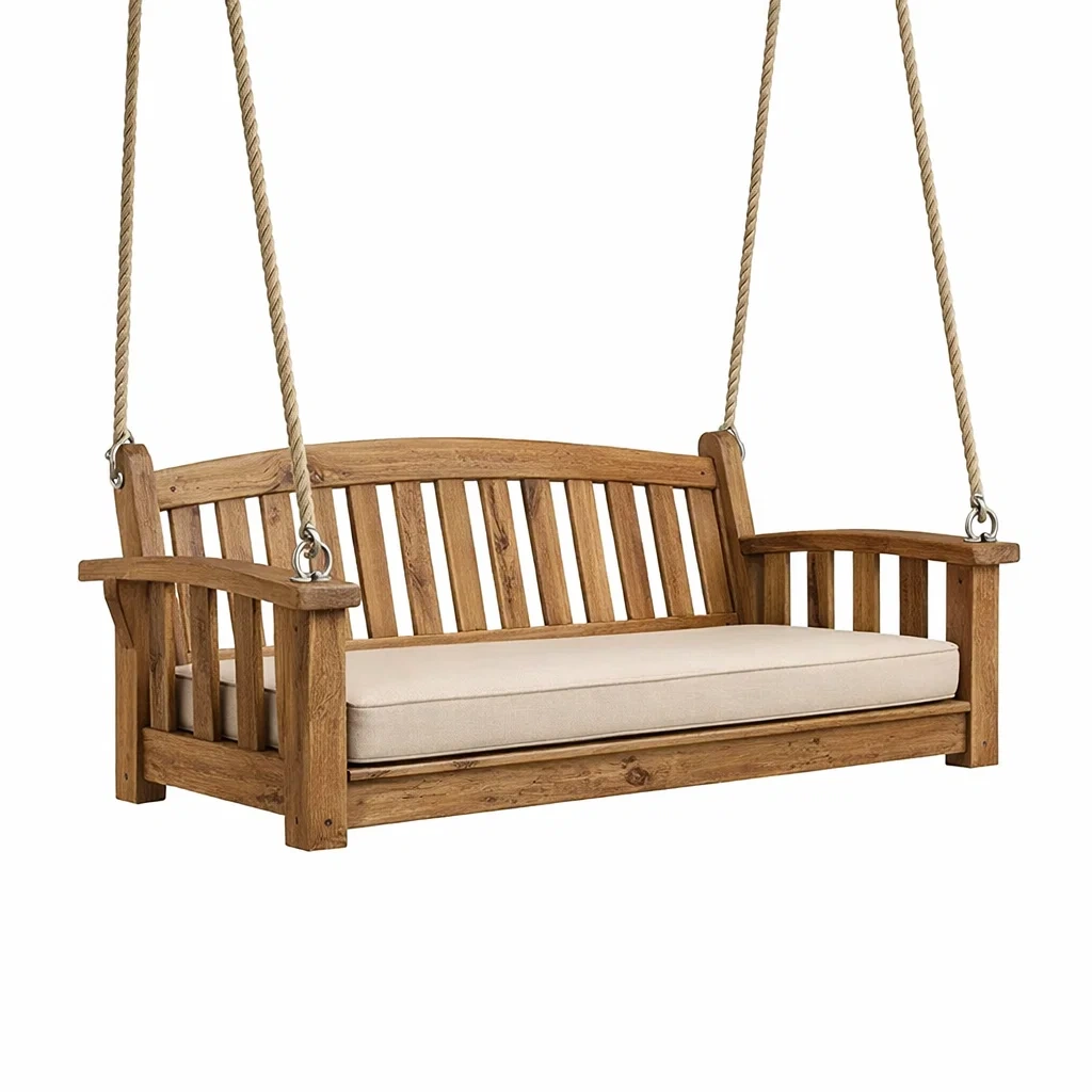 Schaukelbank Akazienholz mit Polyesterkissen