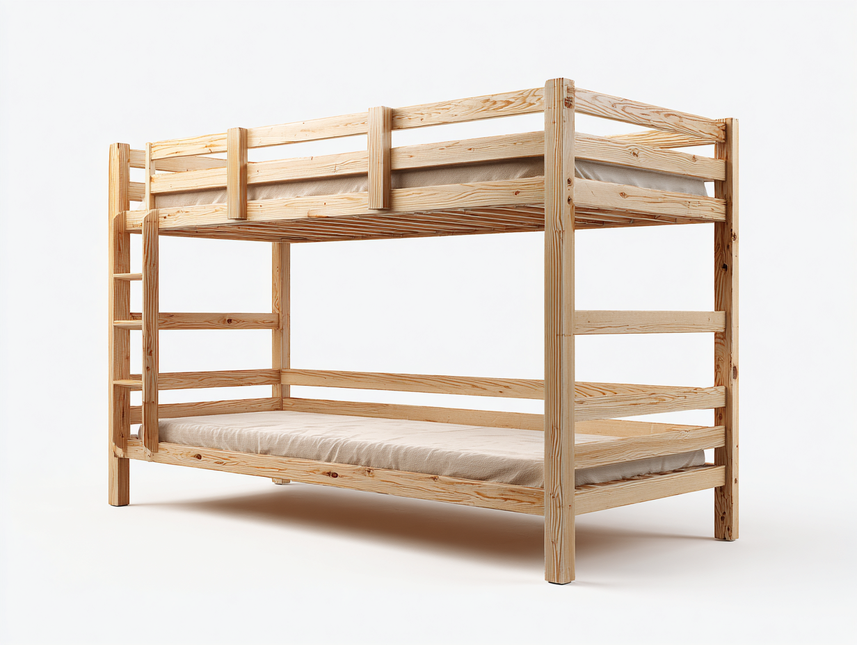Literas madera 200x100x165 cm - natural - cama doble juvenil con escalera-Sofaupshop