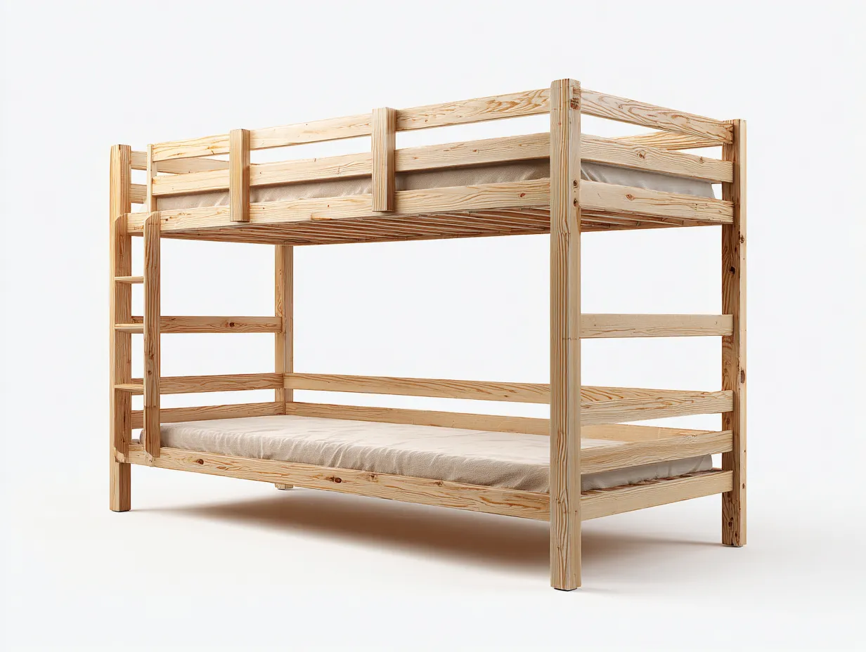 Literas madera 200x100x165 cm - natural - cama doble juvenil con escalera-Sofaupshop