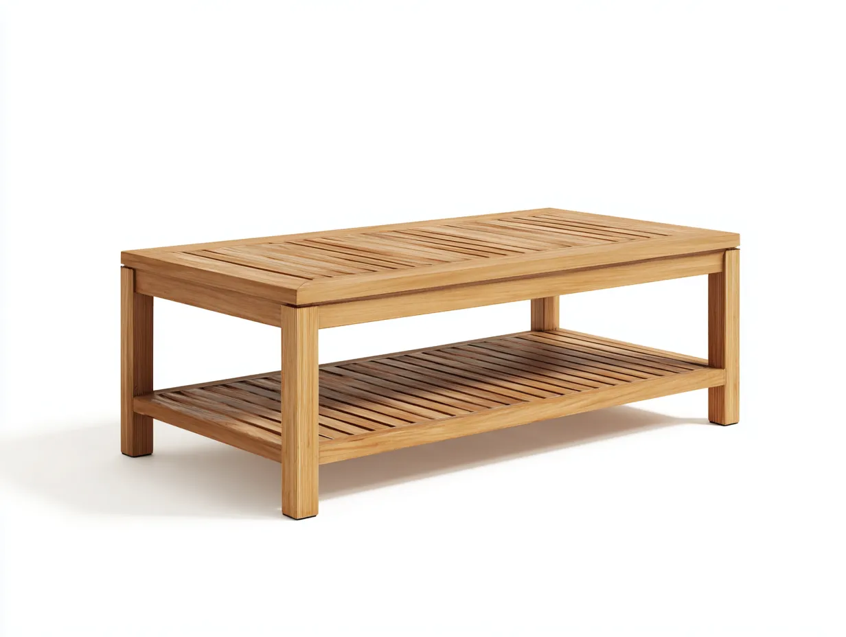 Mesas de jardín madera natural con estante inferior 110x60x45 cm - madera natural - diseño moderno para terraza o jardín-Sofaupshop