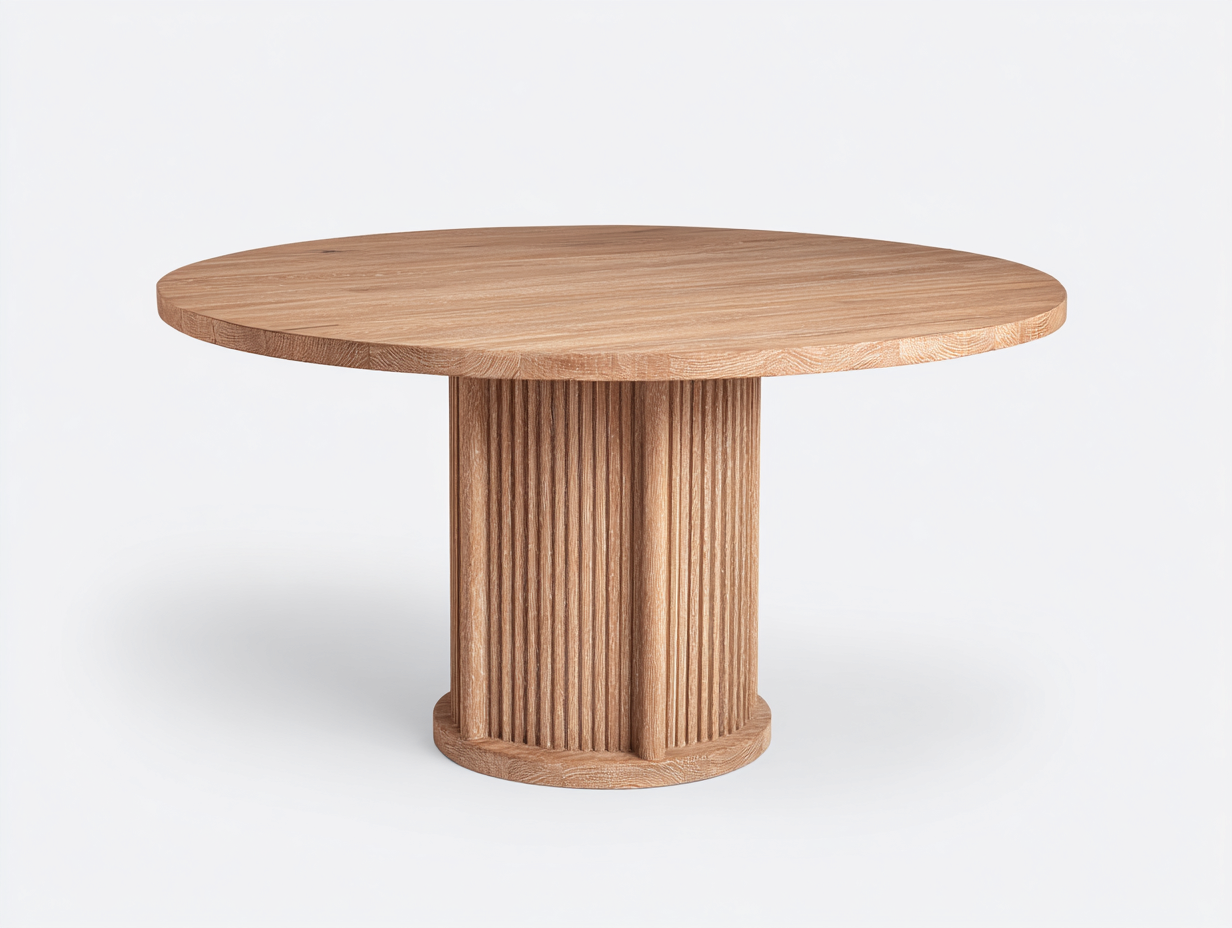 Mesas de jardín madera natural redonda 120x120x75 cm - madera natural - diseño moderno para terraza o jardín-Sofaupshop