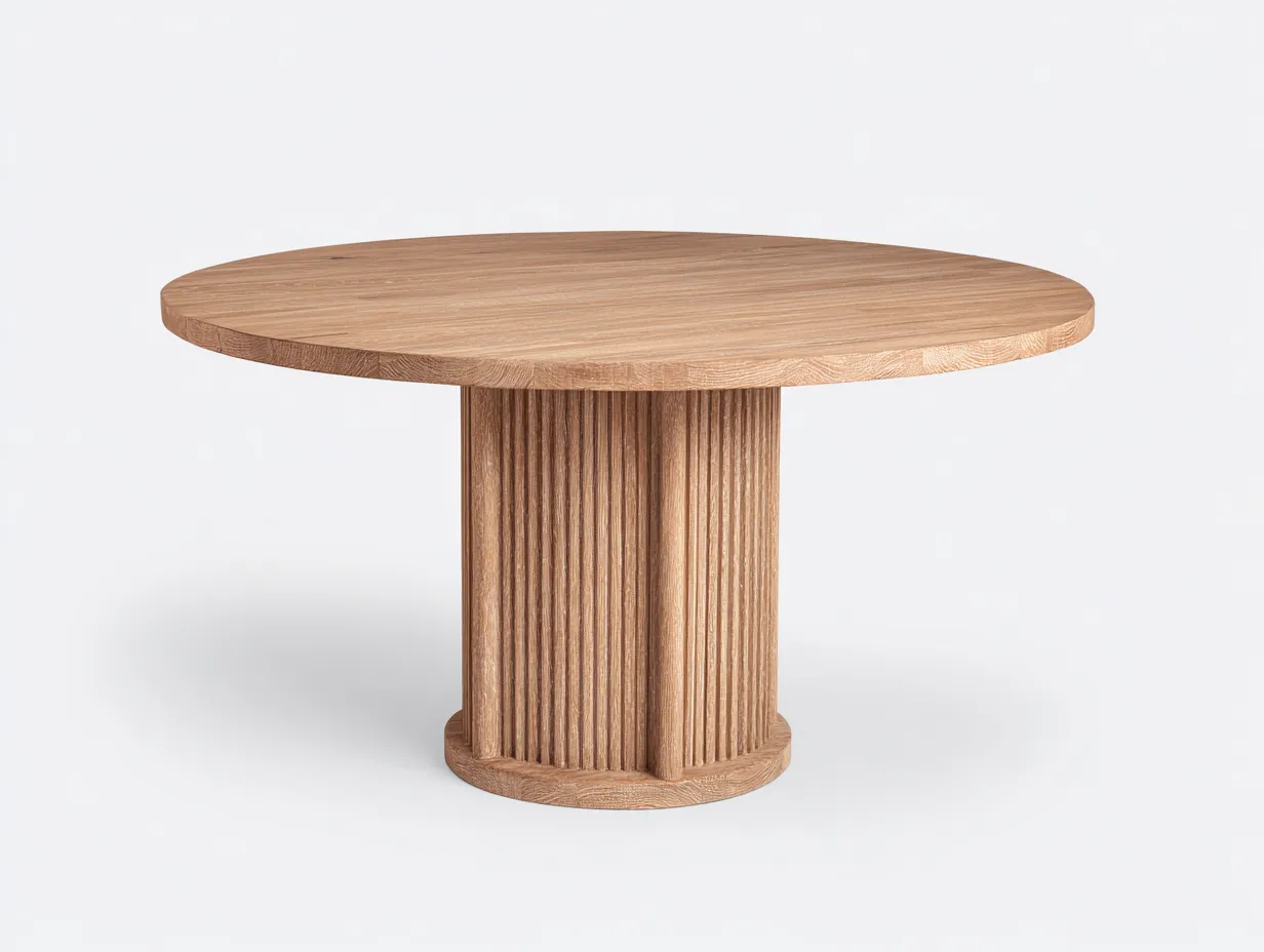 Mesas de jardín madera natural redonda 120x120x75 cm - madera natural - diseño moderno para terraza o jardín-Sofaupshop