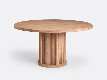 Mesas de jardín madera natural redonda 120x120x75 cm - madera natural - diseño moderno para terraza o jardín-Sofaupshop