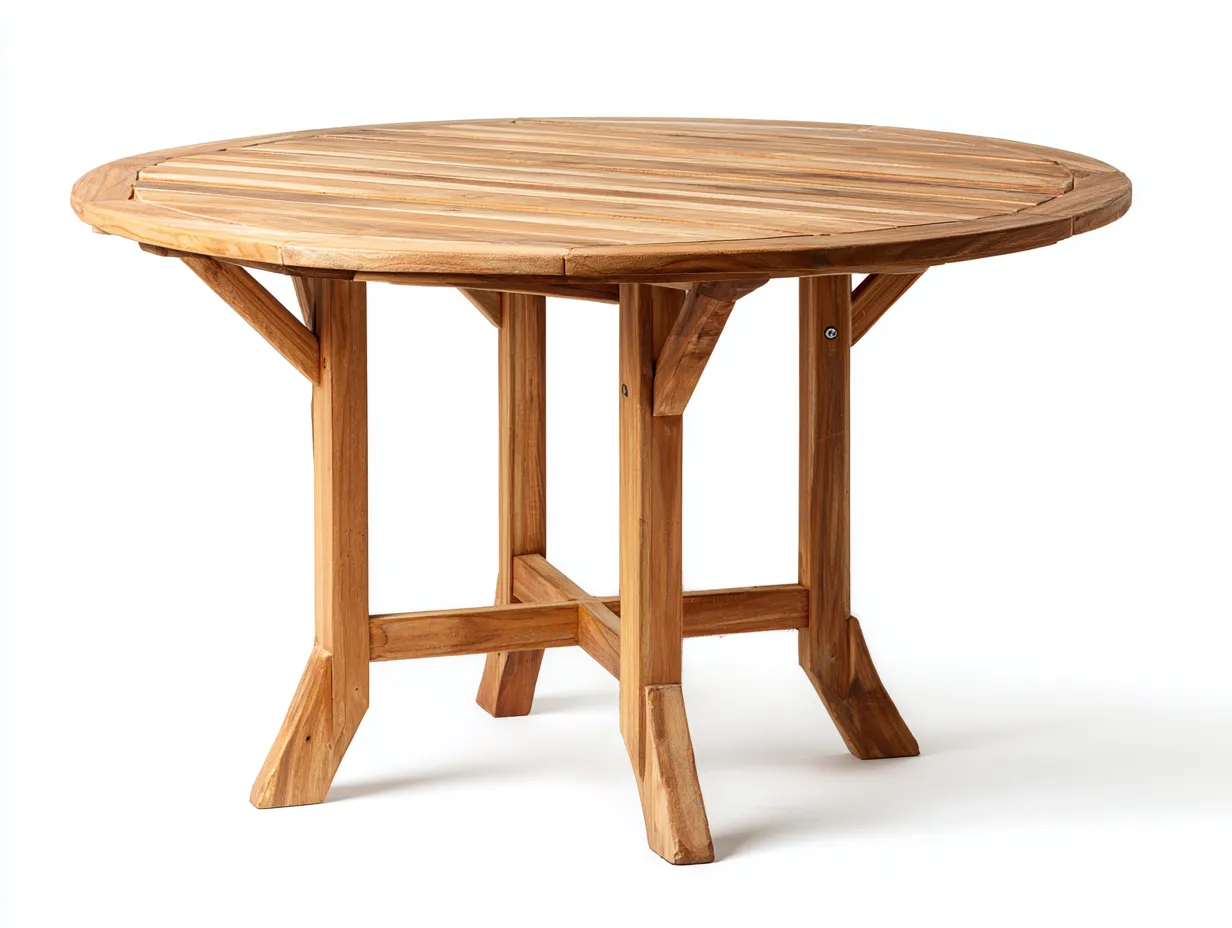 Mesas de jardín redondas de madera maciza 110x110x75 cm - marrón - estructura resistente - diseño natural-Sofaupshop