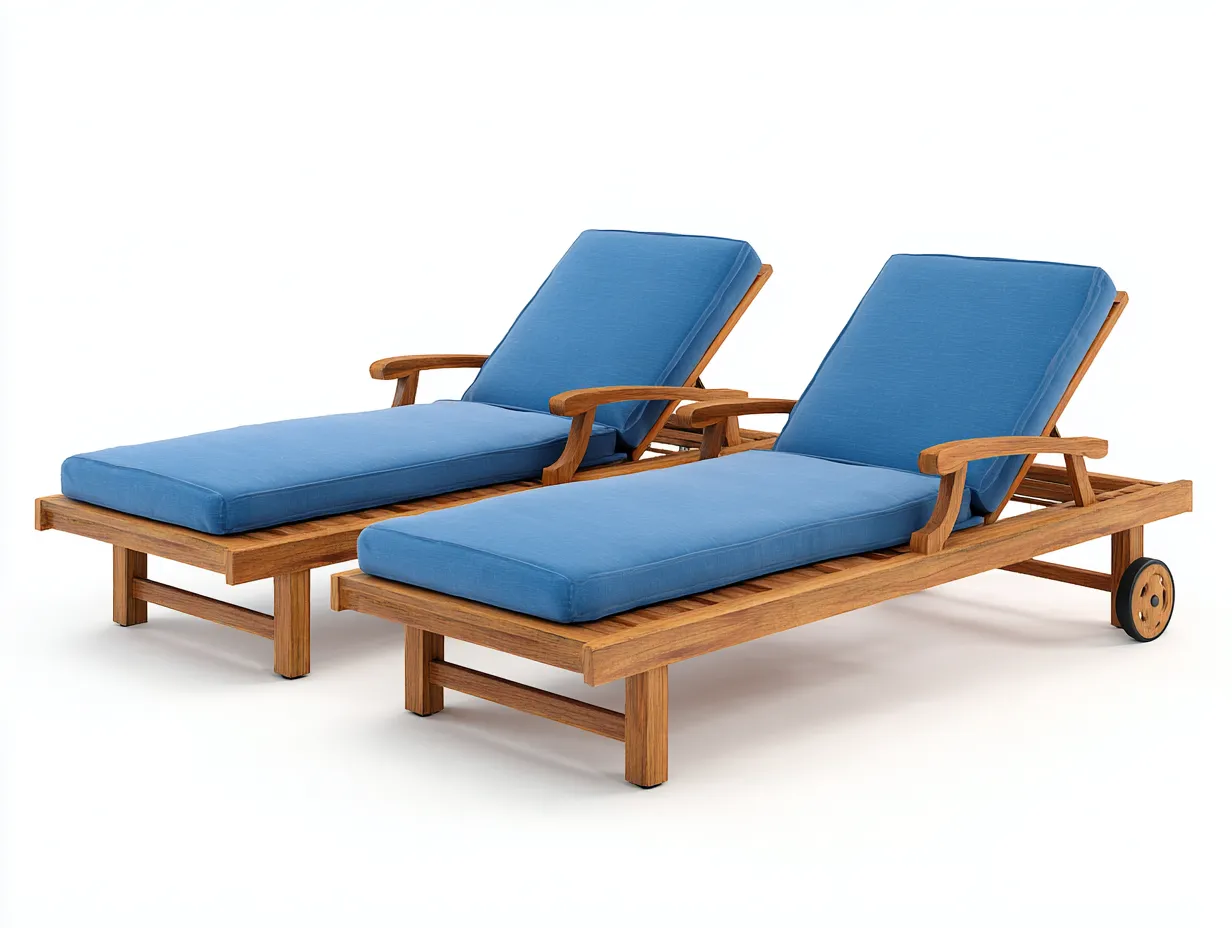 Tumbona de exterior de madera maciza con cojín 200x65x90 cm - azul - diseño reclinable moderno-Sofaupshop