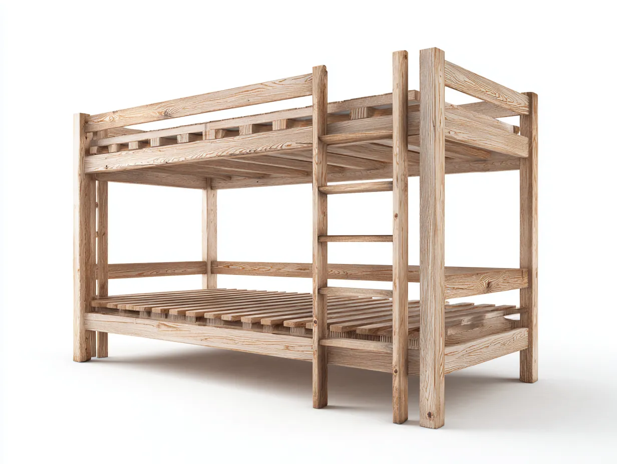 Literas de madera maciza 200x100x160 cm - marrón - escalera integrada - diseño funcional-Sofaupshop