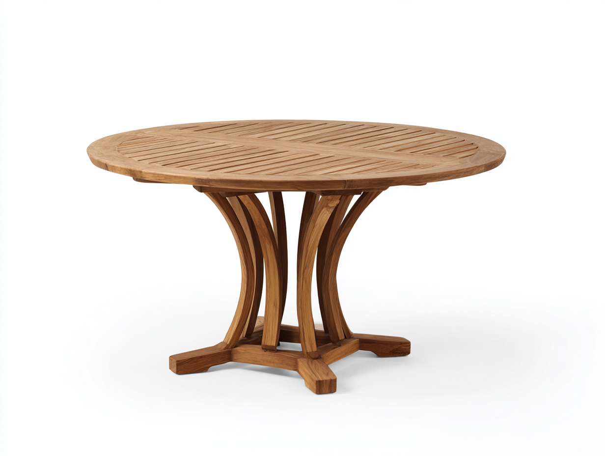 Mesas de jardín redondas de madera 120x120x75 cm - marrón - diseño natural-Sofaupshop