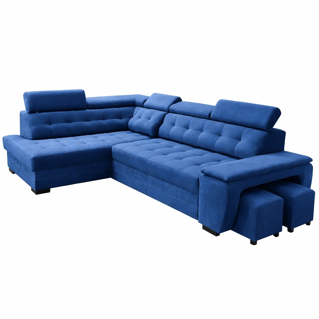 Canap dangle lgant avec repose-tte rglable et tabourets intgrs-rovenao