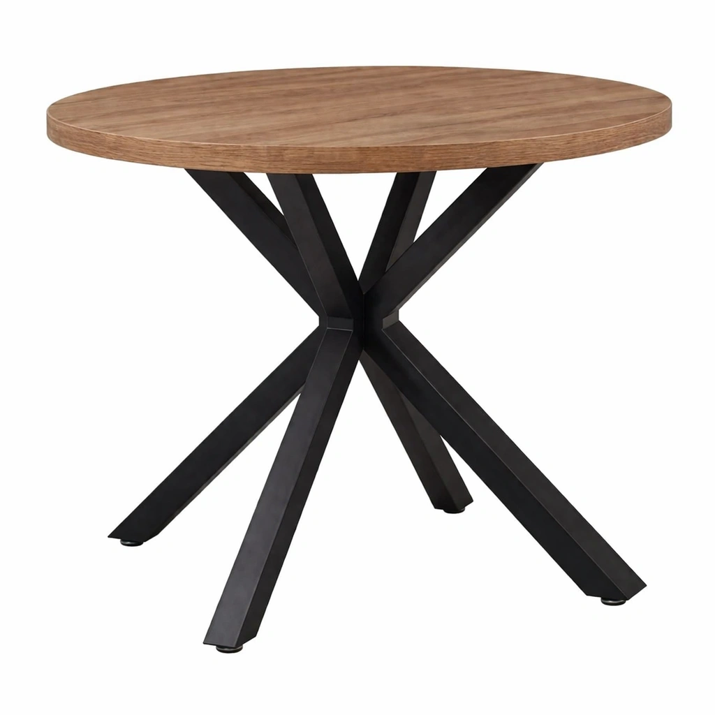 Table  manger ronde avec plateau bois et base croise finition lgante-rovenao