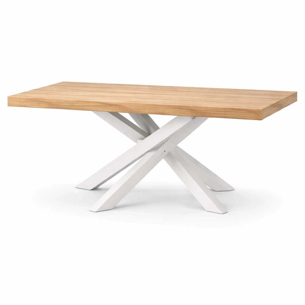 Table  manger rectangulaire avec plateau bois et pieds croiss modernes-rovenao