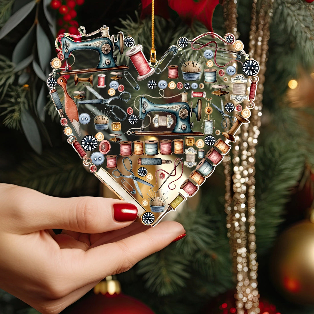 Heart-Shaped Sewing Christmas Ornament