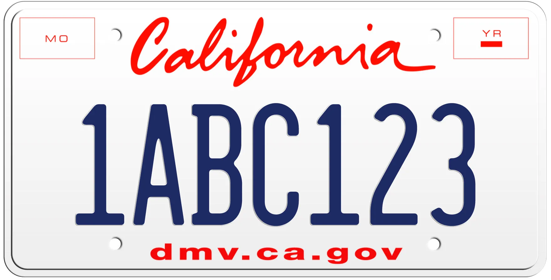 1986 - ONWARDS CALIFORNIA LICENSE PLATES