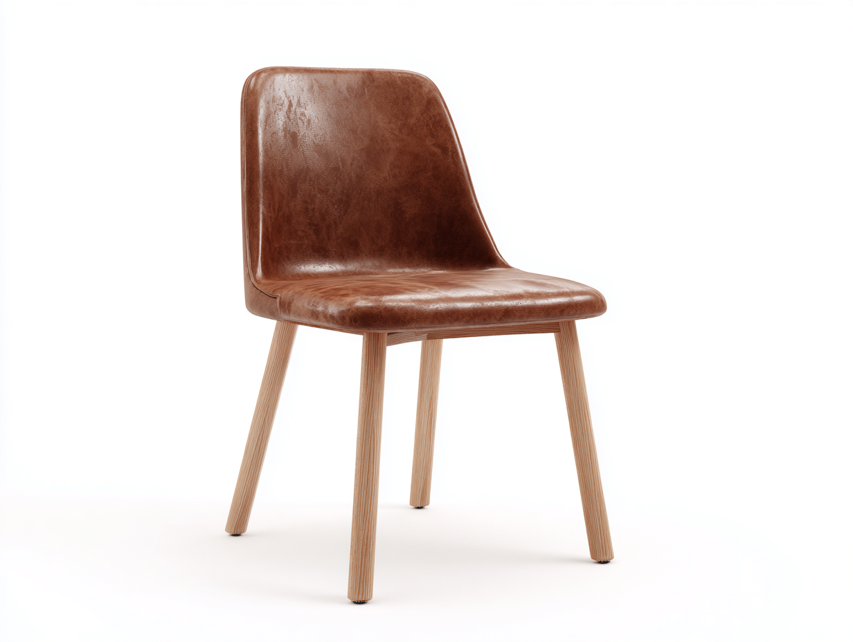 Sillas de comedor tapizada cuero sintético 50x55x82 cm - marrón - diseño moderno con patas de madera-Craftmyhub