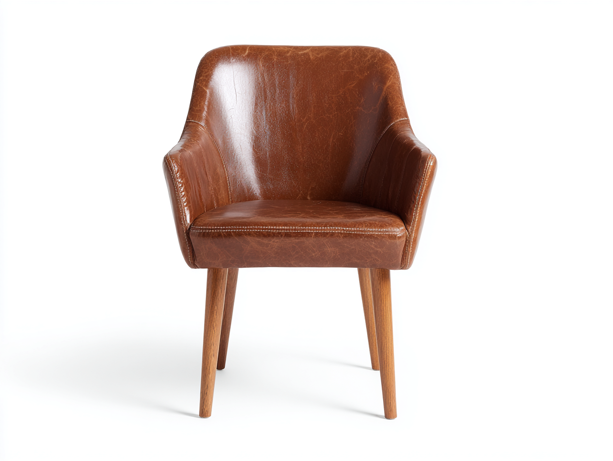 Sillas de comedor tapizada cuero sintético 55x60x85 cm - marrón - diseño moderno con patas de madera-Craftmyhub