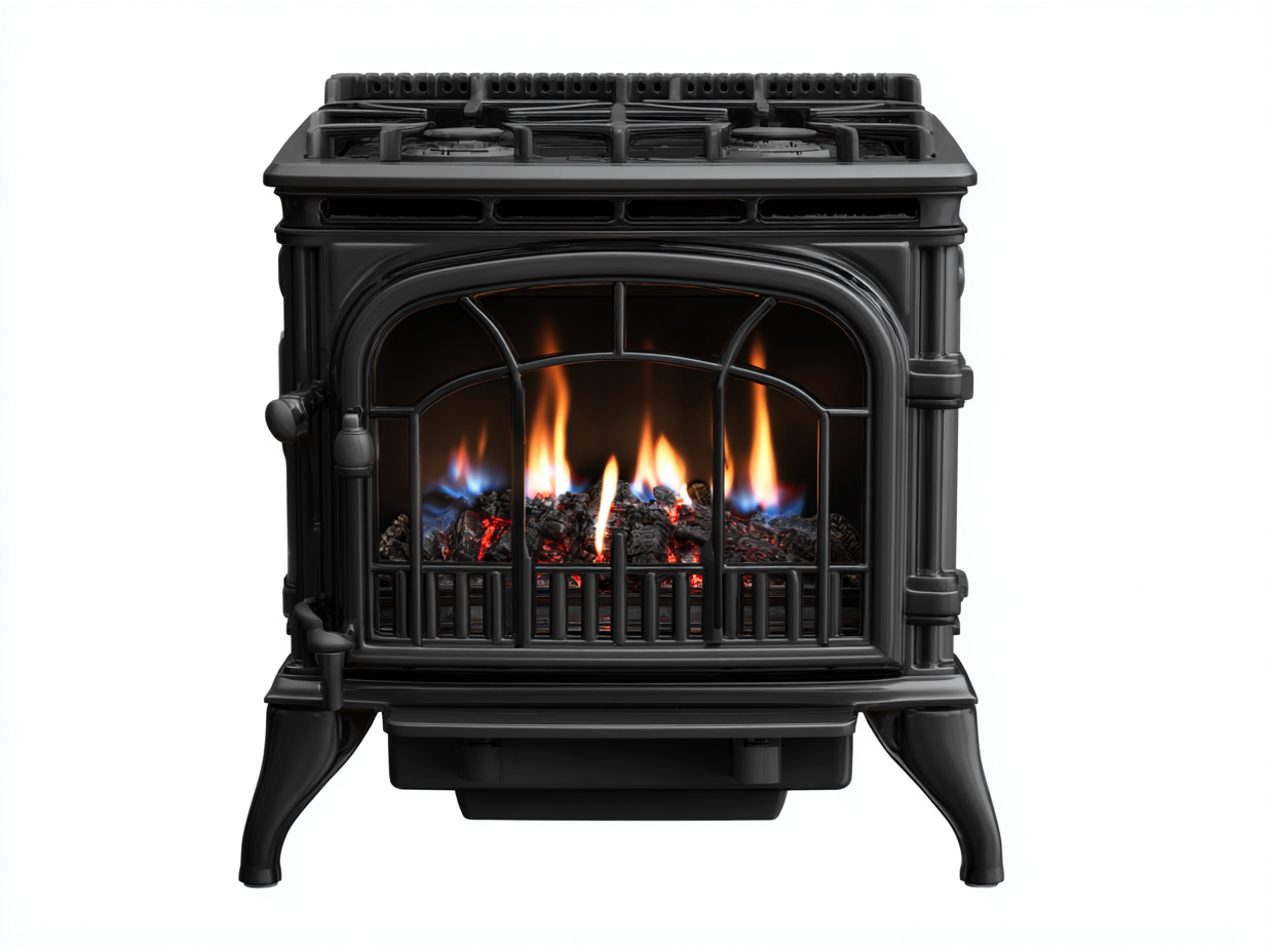 Chimeneas eléctricas con efecto de llama y carcasa metálica 60x45x65 cm - negro - diseño clásico-Craftmyhub