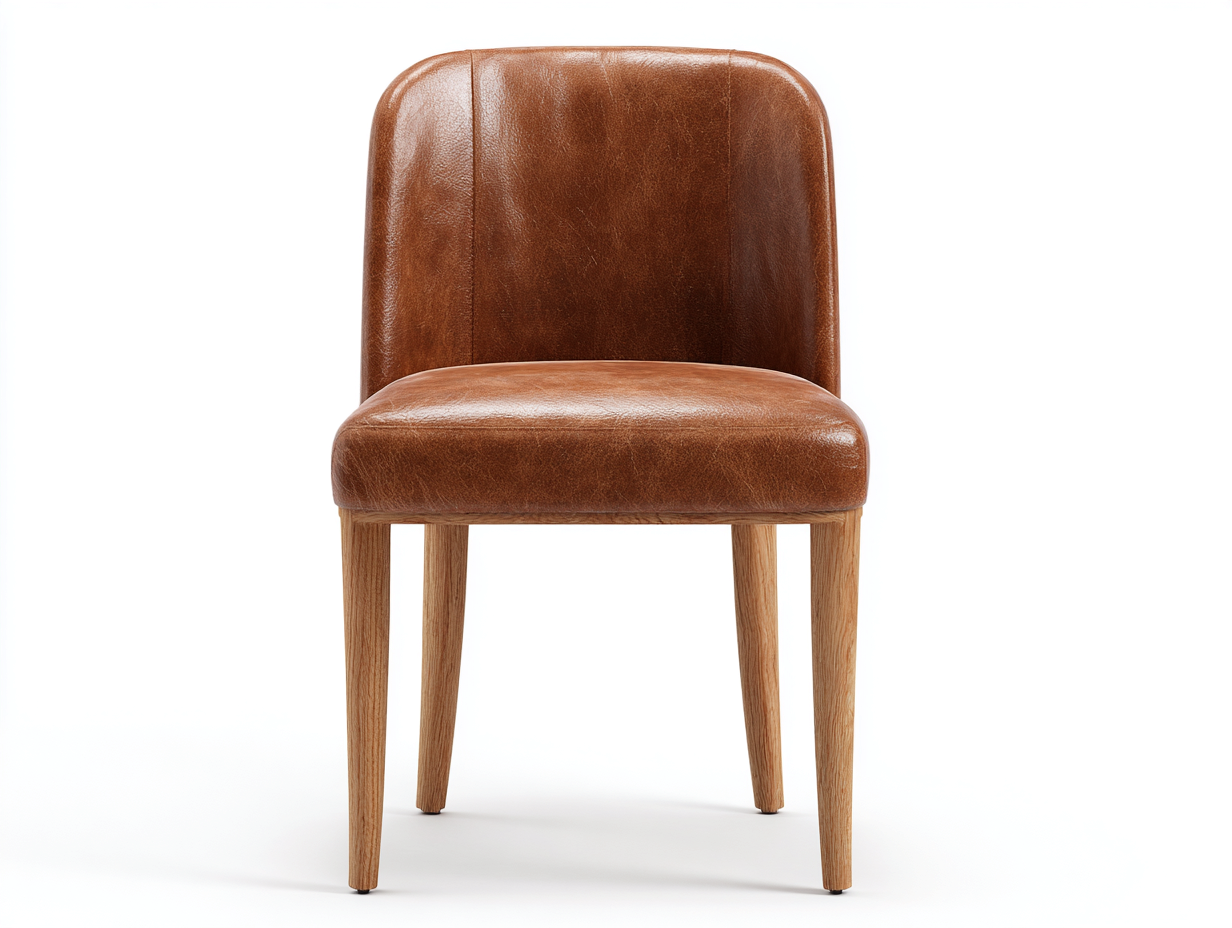 Sillas de comedor tapizada cuero sintético con patas de madera 44x52x84 cm - marrón-madera natural - diseño moderno para comedor-Craftmyhub