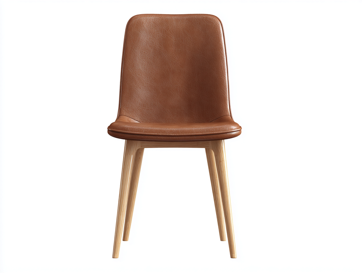 Sillas de comedor tapizada de cuero sintético con patas de madera 52x48x85 cm - marrón - diseño moderno para comedor-Craftmyhub