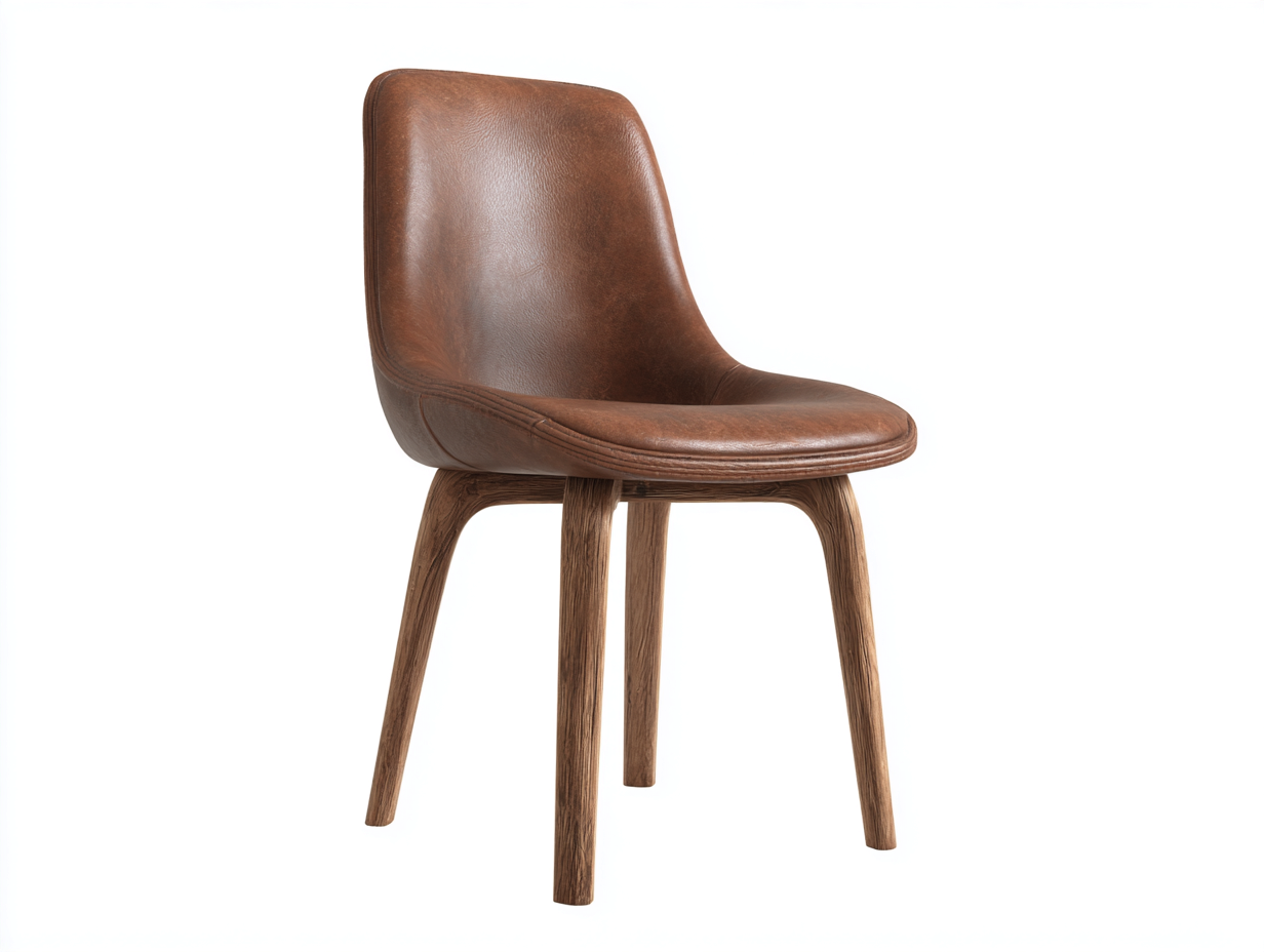 Sillas de comedor tapizada de cuero sintético con patas de madera 55x50x82 cm - marrón - diseño moderno para comedor-Craftmyhub