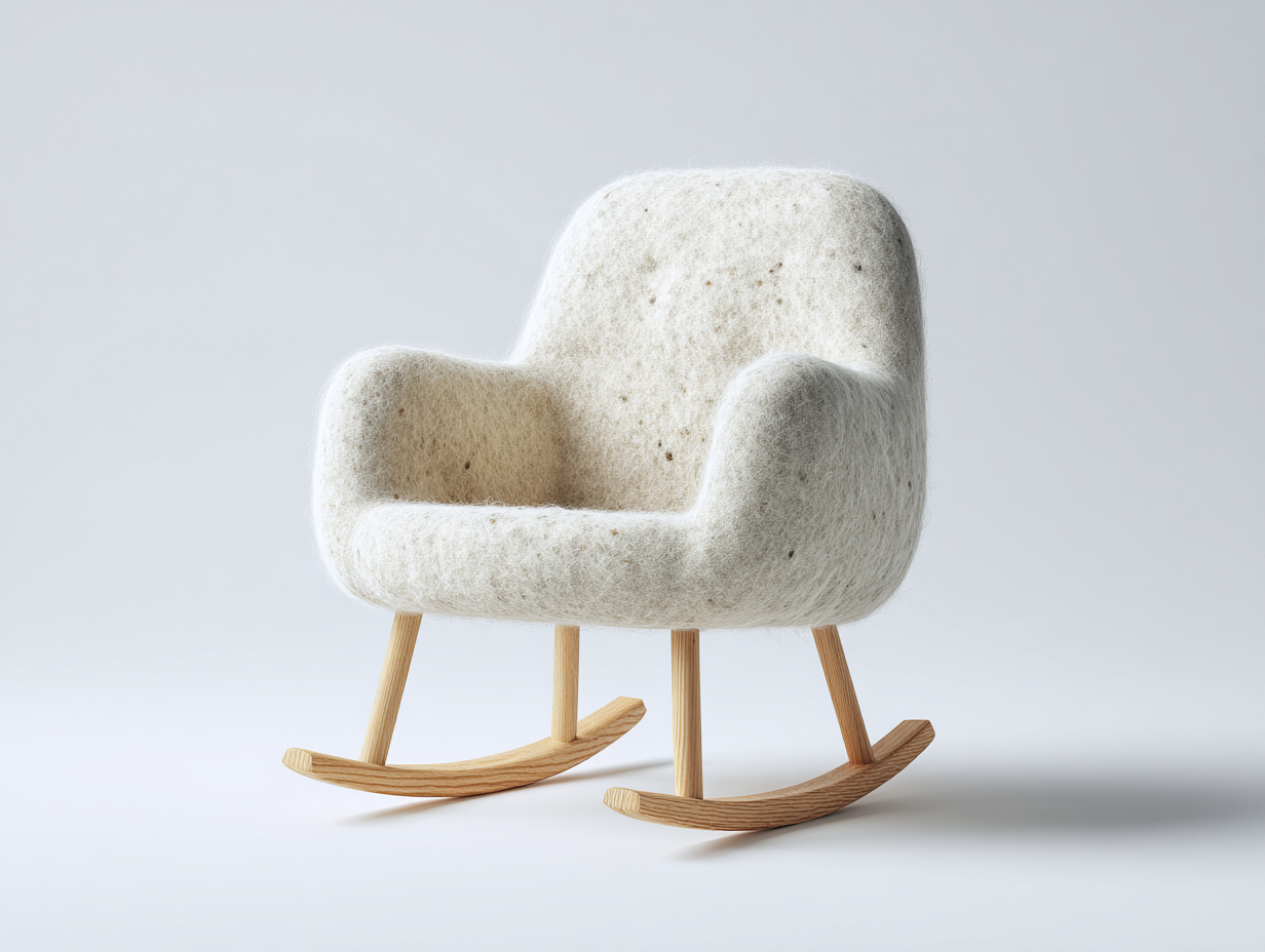 Mecedoras tapizada tela suave con base de madera 68x92x96 cm - beige-madera natural - diseño moderno para salón-Craftmyhub