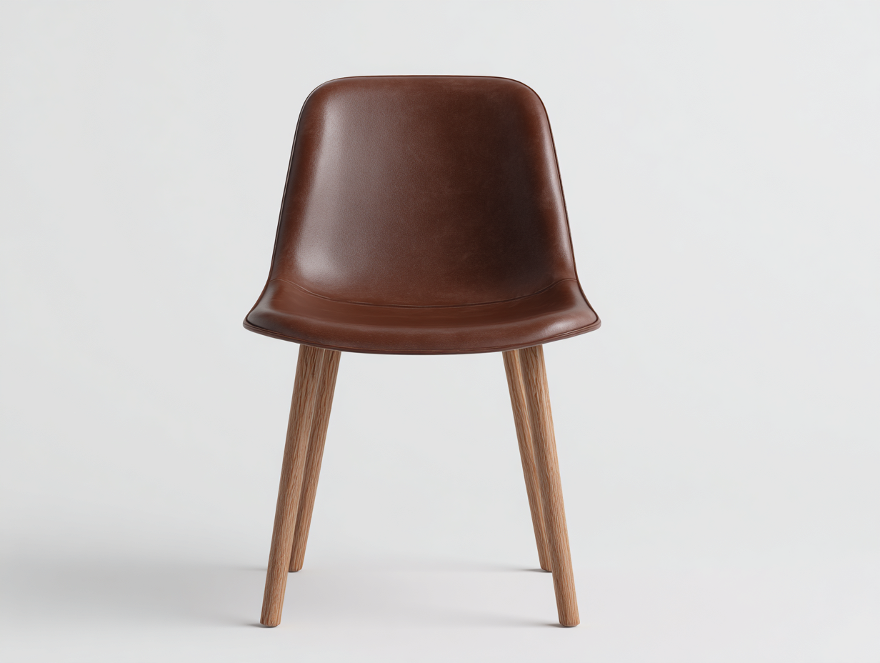 Sillas de comedor asiento cuero sintético y patas madera 46x52x82 cm marrón diseño moderno para comedor-Craftmyhub