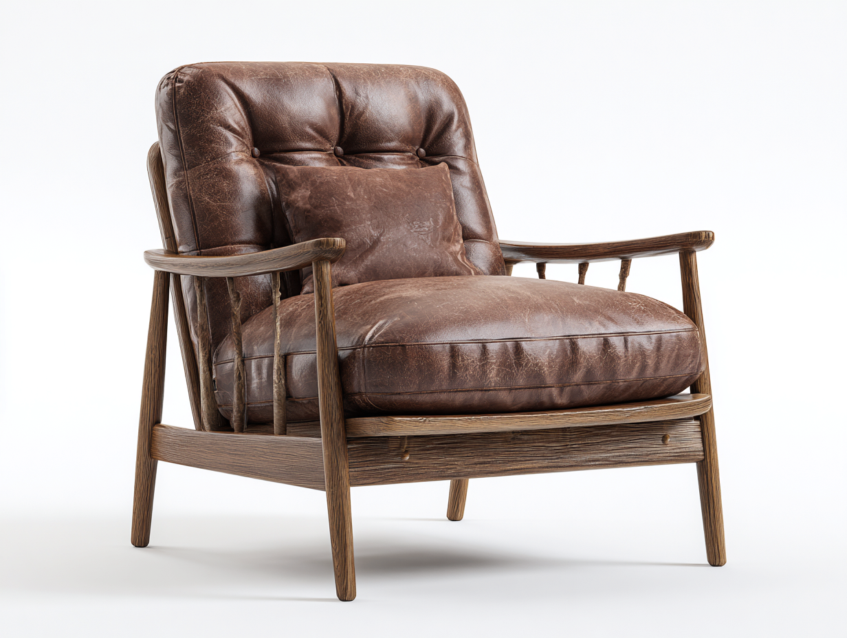 Sillones madera cuero 85x80x85 cm marrón sillón relax estilo vintage-Sofagoyard