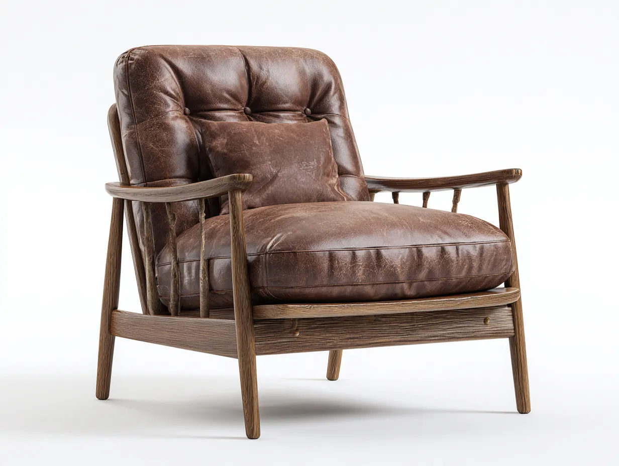 Sillones madera cuero 85x80x85 cm marrón sillón relax estilo vintage-Sofagoyard