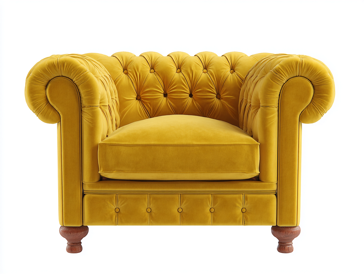 Sillones terciopelo amarillo estilo clásico capitoné 95x85x75 cm - amarillo - diseño elegante para salón-Sofagoyard