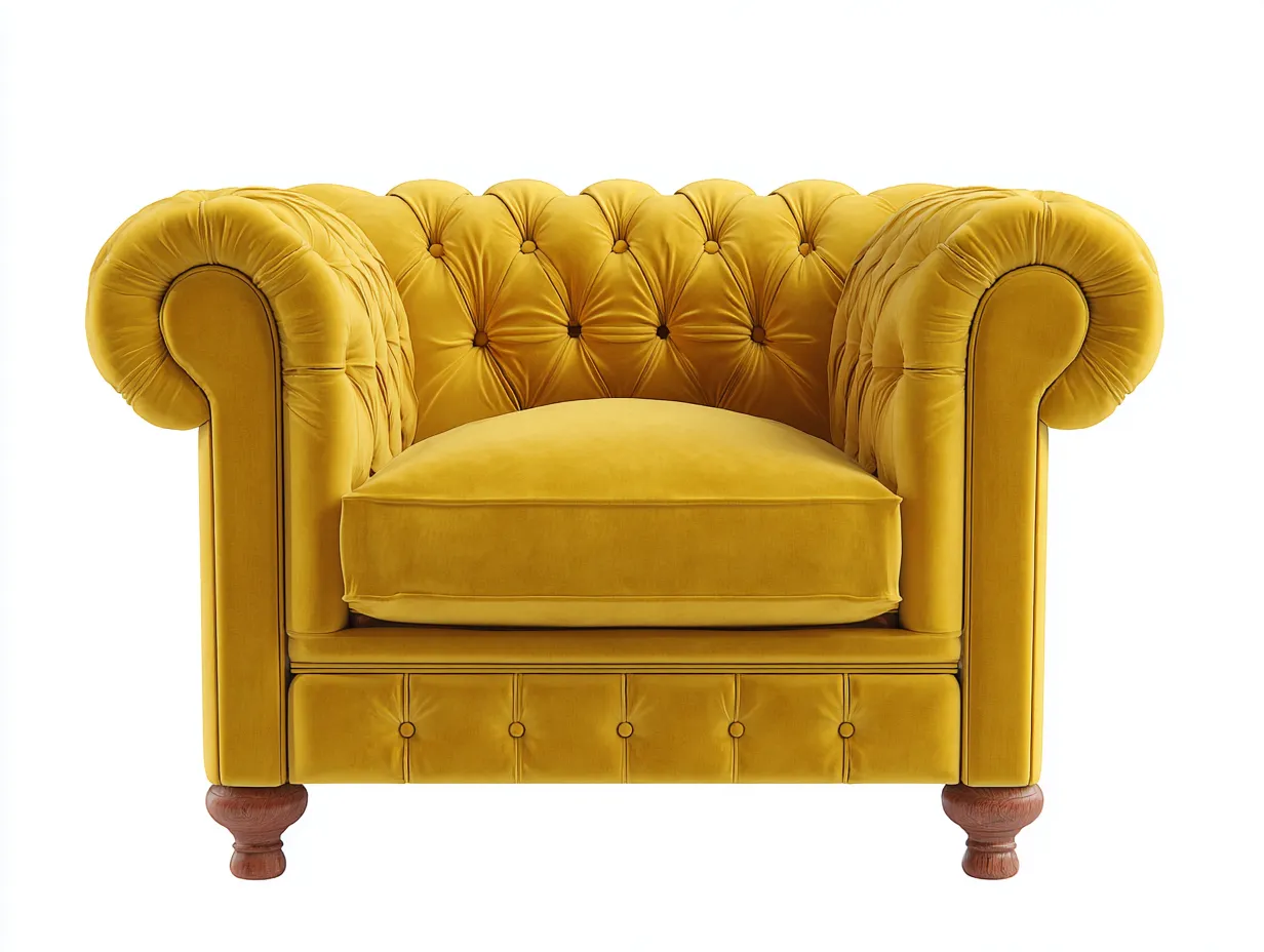 Sillones terciopelo amarillo estilo clásico capitoné 95x85x75 cm - amarillo - diseño elegante para salón-Sofagoyard