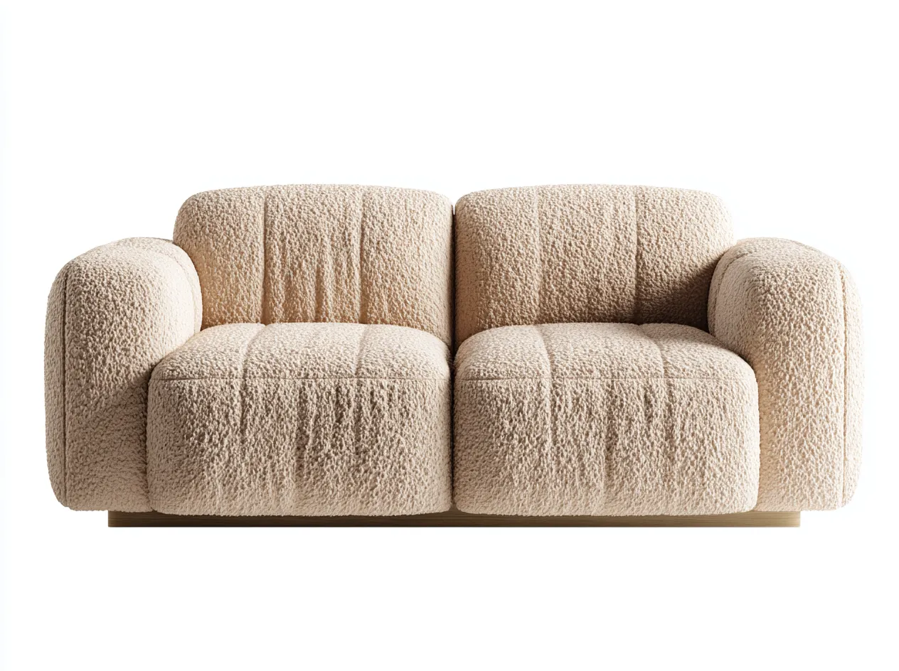 Sofás 2 plazas tela bouclé beige 180x95x75 cm - beige - diseño moderno para salón-Sofagoyard