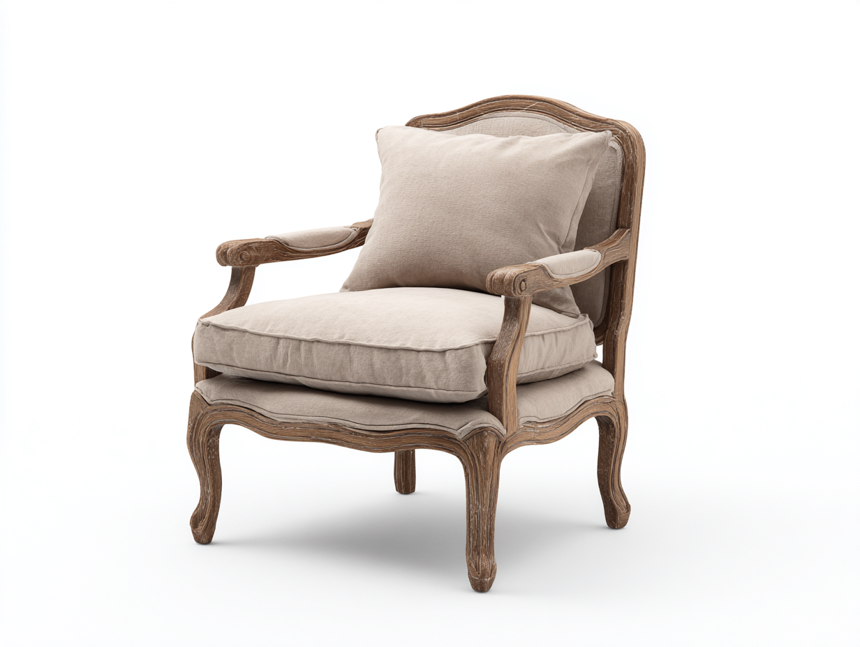 Sillones de madera tapizados con cojines 75x80x95 cm - beige-marrón - diseño clásico elegante-Sofagoyard