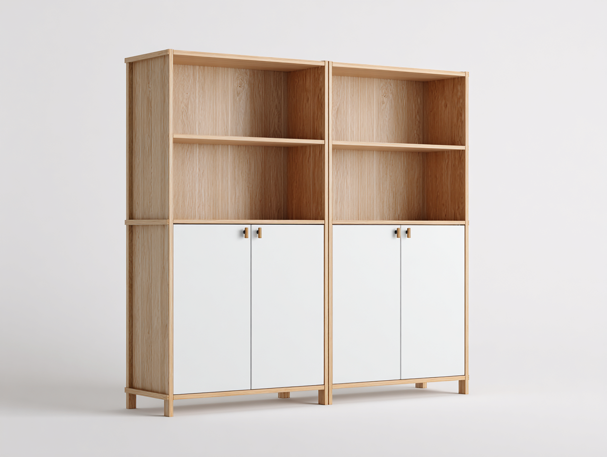 Estanterías madera con puertas para salón y entrada 160x40x180 cm - original madera-blanco - estilo moderno-Sofagoyard